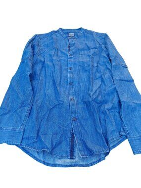 DNMX Mens Blue Denim Button-Up Shirt Small 39cm 1415